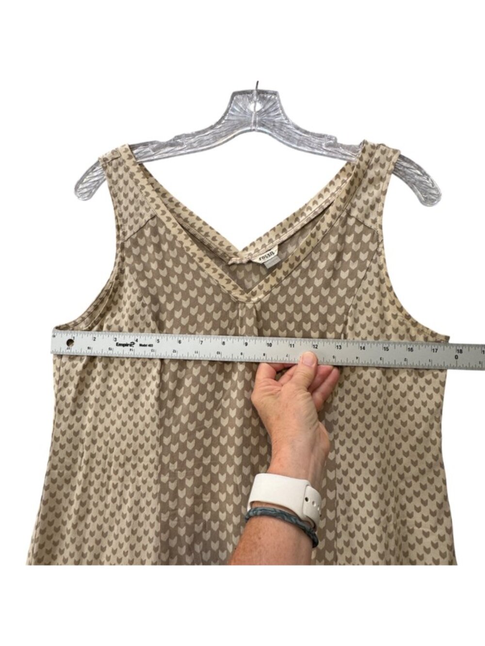 Fossil Sleeveless Slip Dress Women's Size Small Silk Summer Shift Cream Tan - Picture 7 of 8
